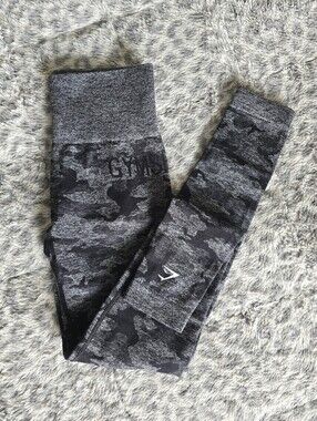 Gymshark Black & Gray Camo Seamless Leggings